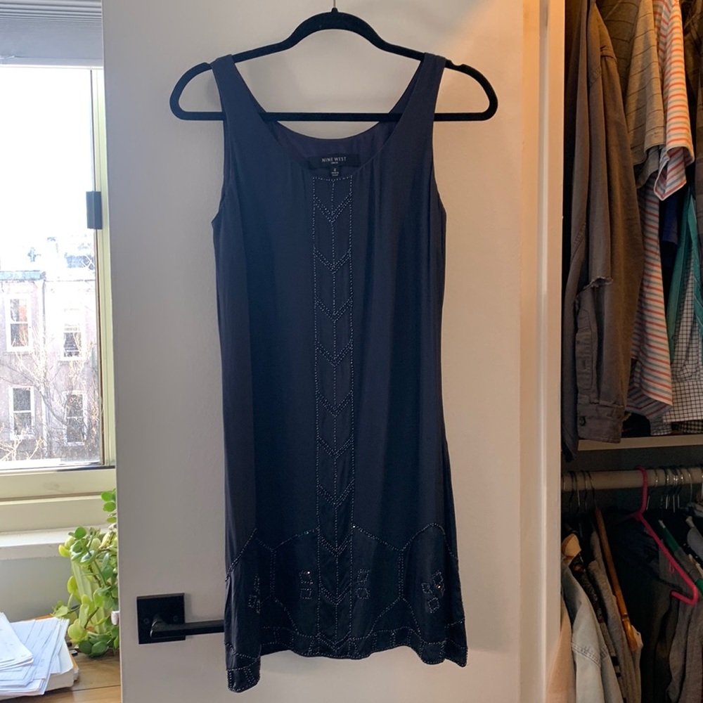 Nine West Navy Beaded Dress
